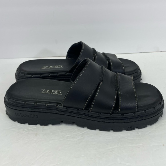 Skechers Jammers Leather Slip On Sandals Size 8 chunky Y2K - Picture 1 of 11